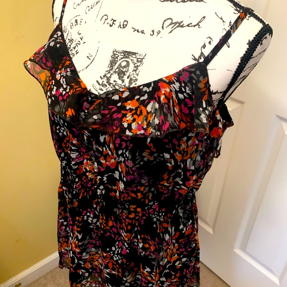 🍓2/$10🍓😃❕Candies Black orange pink adjustabl strap ruffle peplum babydoll top